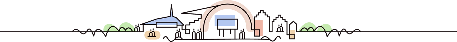 Bannière bas de page représentant des batiments